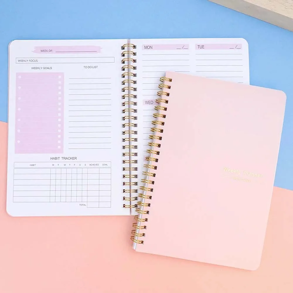 Planner Weekly Budget - Planer tygodniowy A5, spiralny planer dzienny,