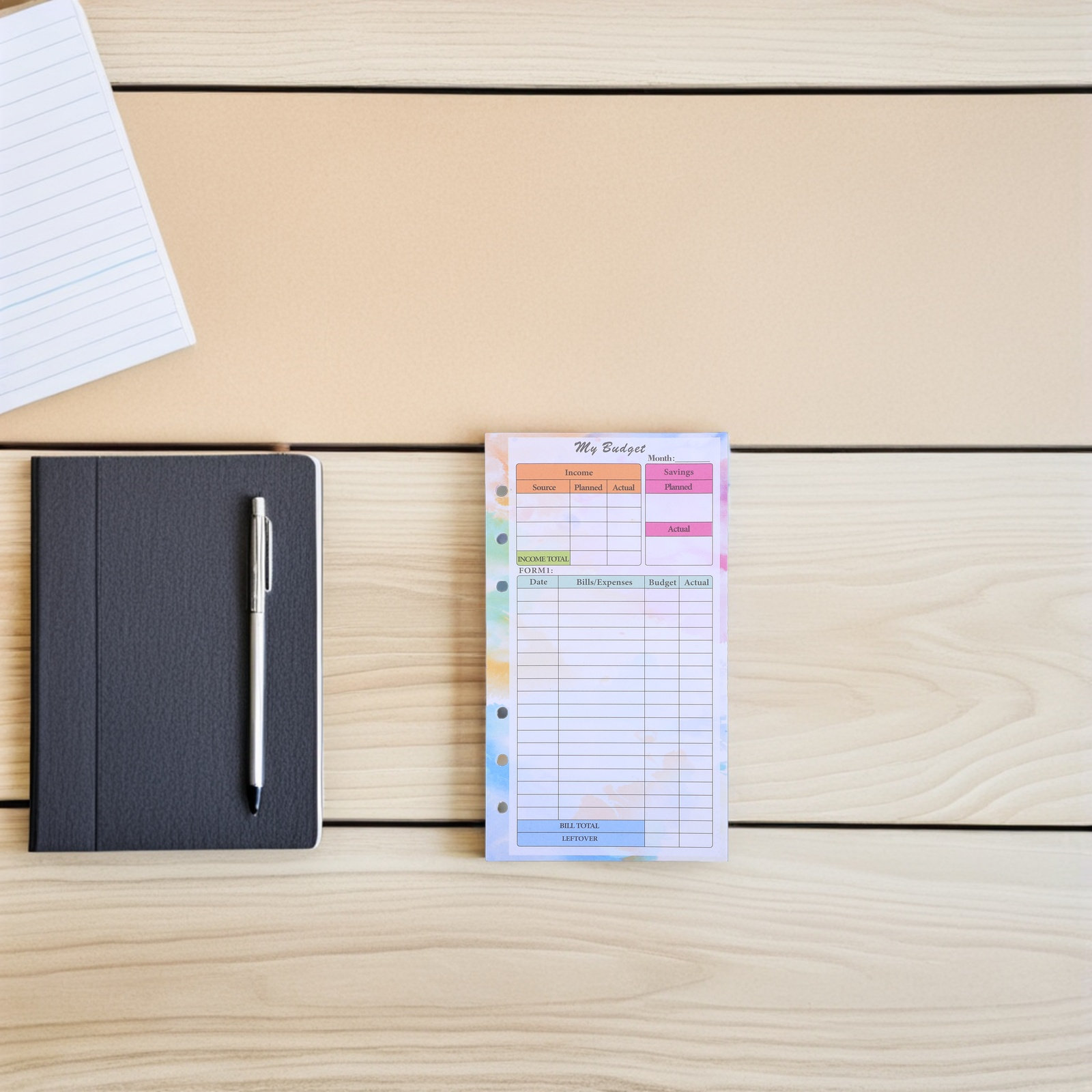 Planner Weekly Budget - 28 arkuszy papieru A6 do planera,