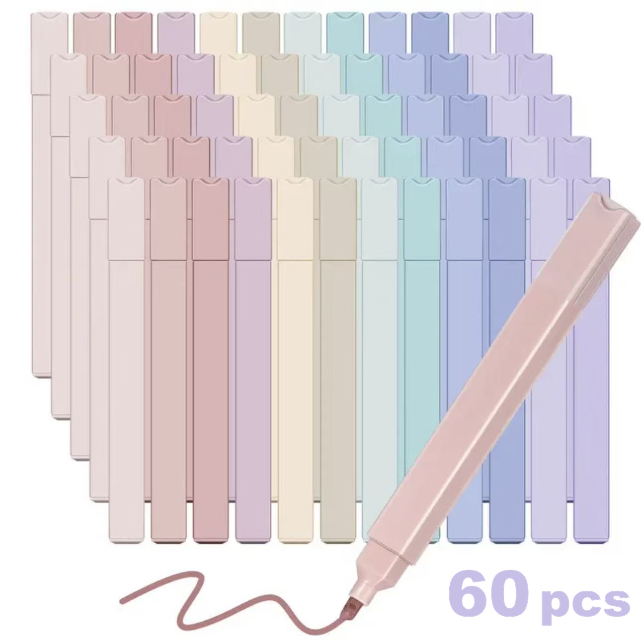 Highlighter Set Pastel - Zestaw Estetycznych Zakreślaczy 12/60 szt. -