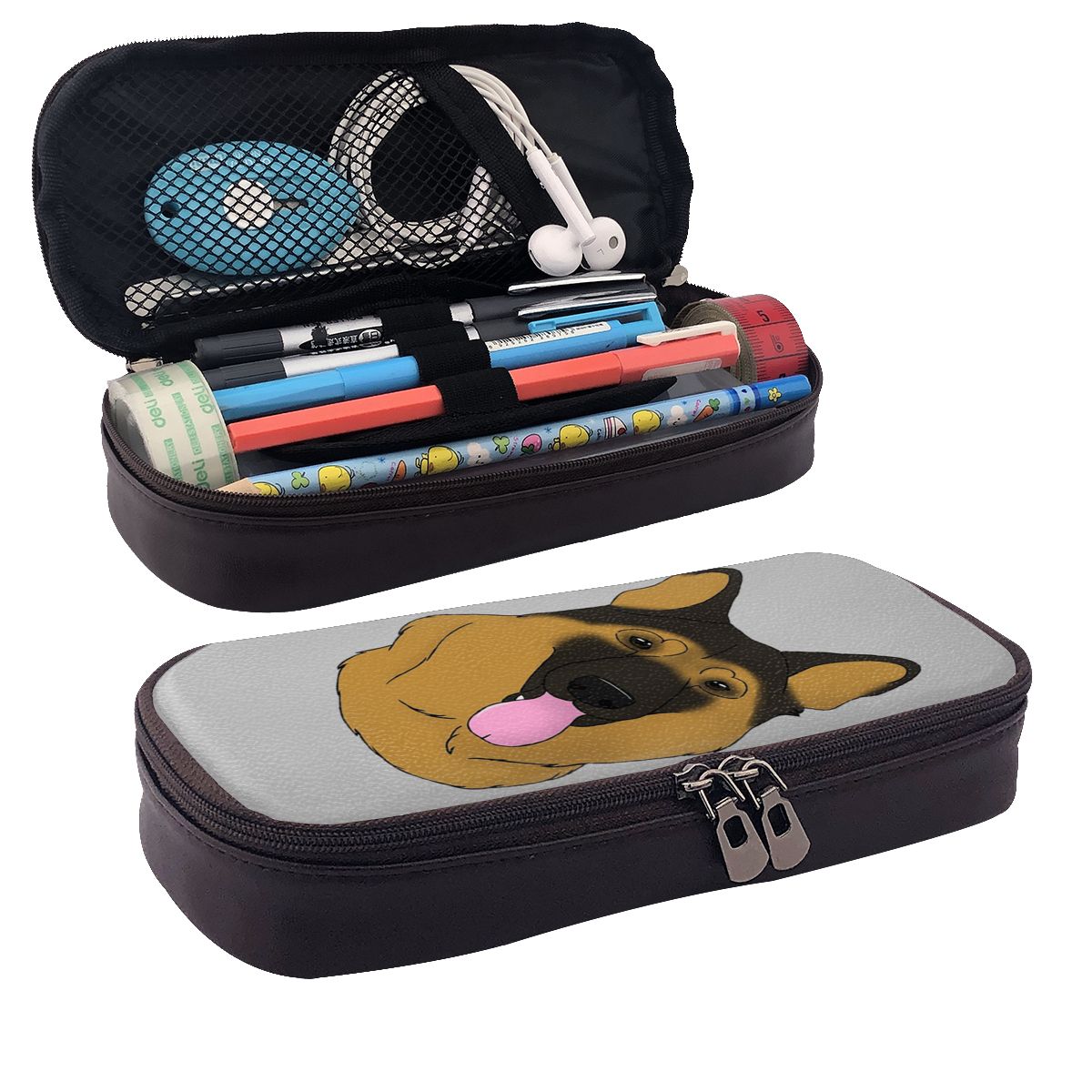 Tan Stationery & Office Supply - Piórnik ze skóry w kolorze czarno-brązowym