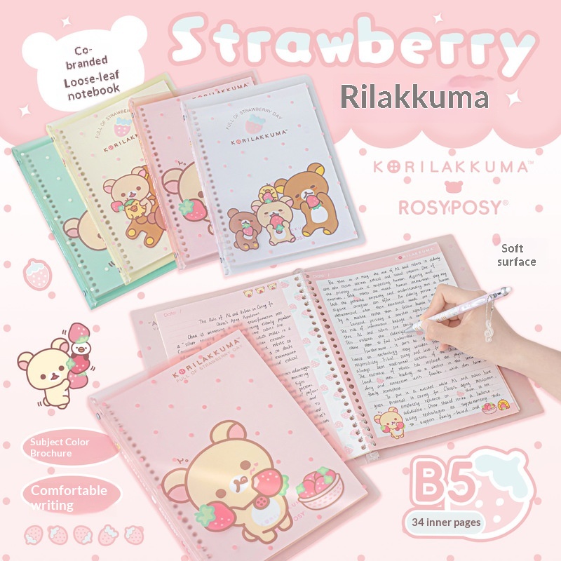 Graph Paper Pad - Rosyposy Korilakkuma Strawberry B5 Notatnik z
