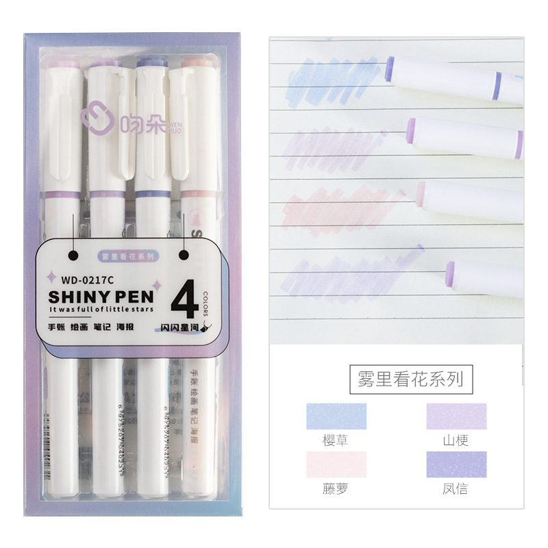 4 kolory/zestaw, brokatowe zak – Highlighter Set Pastel recenzja i cena