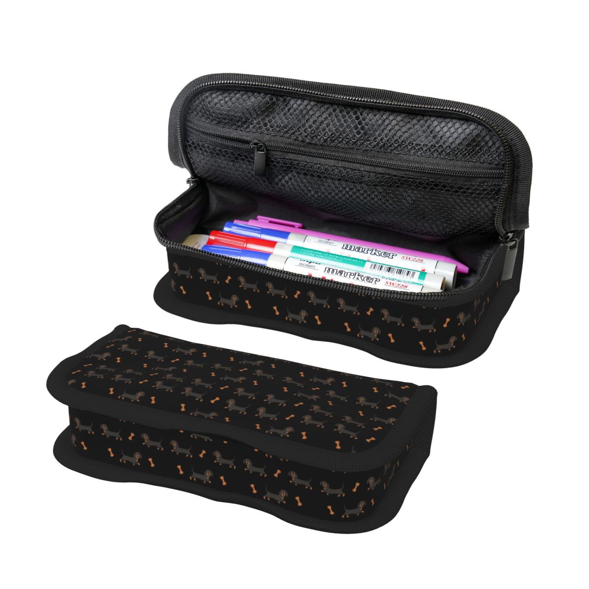 Czarno-brązowy piórnik z jamni – Tan Stationery & Office Supply recenzja i cena